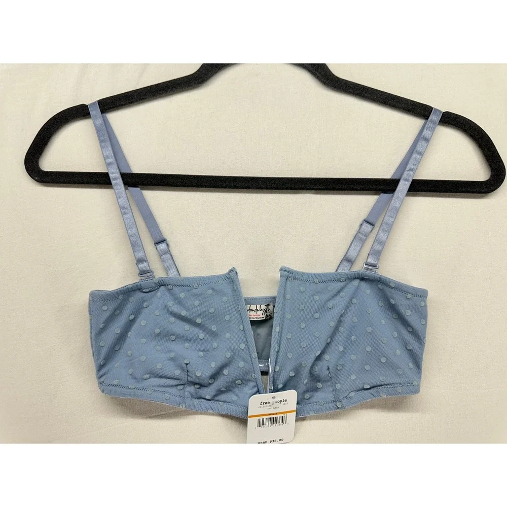 Intimately Free People The‎ Rain Swiss Dot Bralette Blue Size S NEW